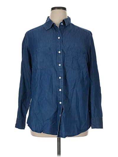 Pre-owned Faded Glory Long Sleeve Polo Shirt In Blue