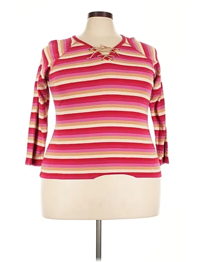 Pre-owned Faded Glory Long Sleeve Polo Shirt In Pink