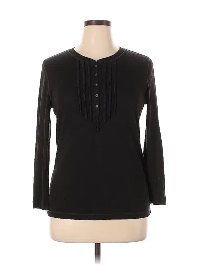 Pre-owned Faded Glory Long Sleeve Top Black Keyhole Neckline Tops