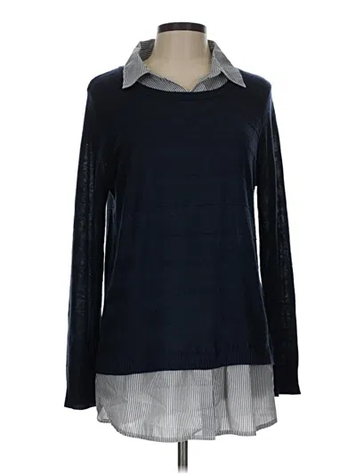 Pre-owned Faded Glory Long Sleeve Top Blue Crew Neck Tops