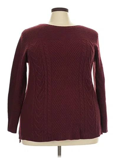 Pre-owned Faded Glory Long Sleeve Top Burgundy Boatneck Tops