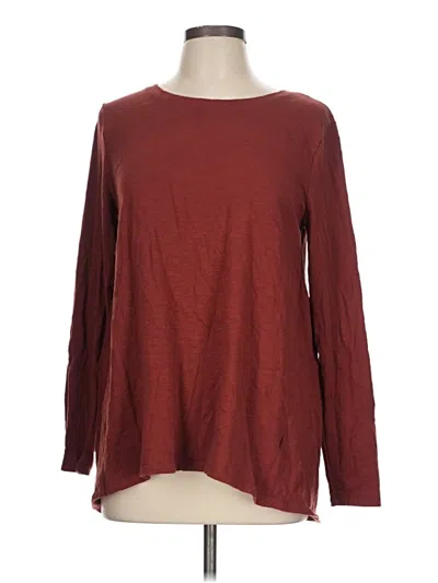 Pre-owned Faded Glory Long Sleeve Top Burgundy Crew Neck Tops