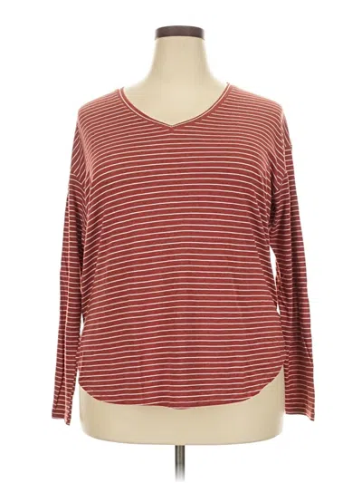 Pre-owned Faded Glory Long Sleeve Top Burgundy V-neck Tops