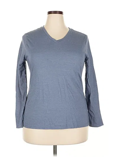 Pre-owned Faded Glory Long Sleeve Top Gray V-neck Tops