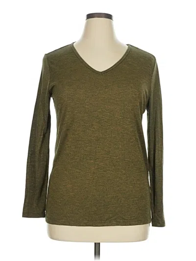 Pre-owned Faded Glory Long Sleeve Top Green V Neck Tops