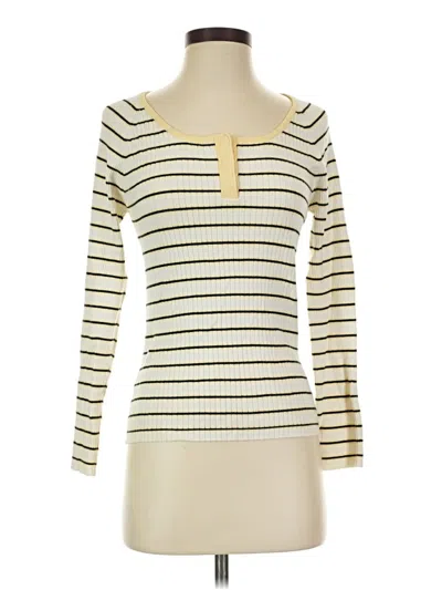 Pre-owned Faded Glory Long Sleeve Top Ivory Boatneck Tops In White