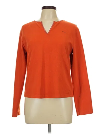 Pre-owned Faded Glory Long Sleeve Top Orange V-neck Tops