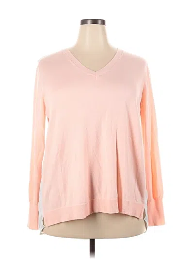 Pre-owned Faded Glory Long Sleeve Top Pink V Neck Tops