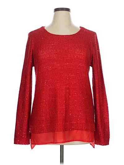 Pre-owned Faded Glory Long Sleeve Top Red Crew Neck Tops