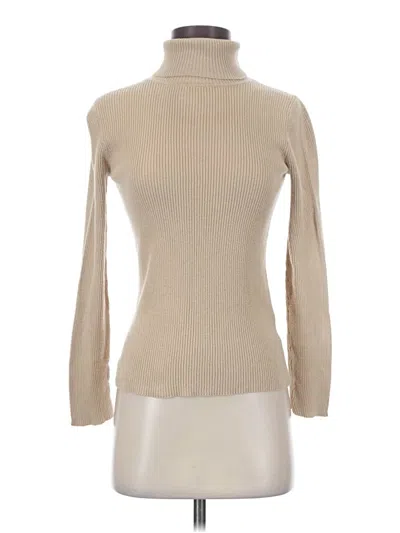 Pre-owned Faded Glory Long Sleeve Top Tan Turtleneck Tops