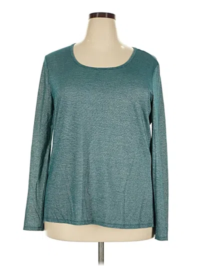 Pre-owned Faded Glory Long Sleeve Top Teal Crew Neck Tops