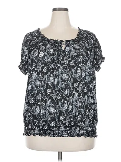 Pre-owned Faded Glory Short Sleeve Blouse In Black