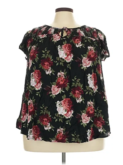 Pre-owned Faded Glory Short Sleeve Blouse In Black