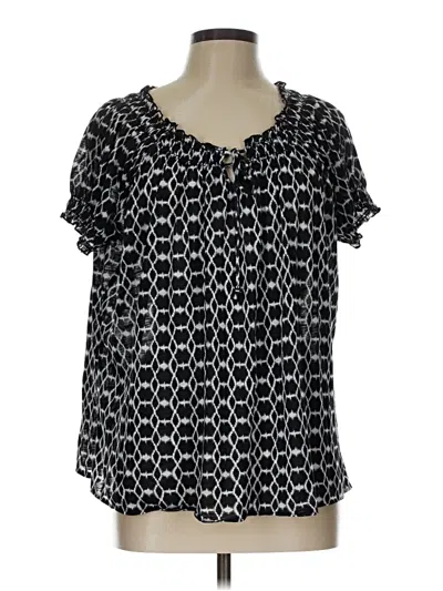 Pre-owned Faded Glory Short Sleeve Blouse In Black