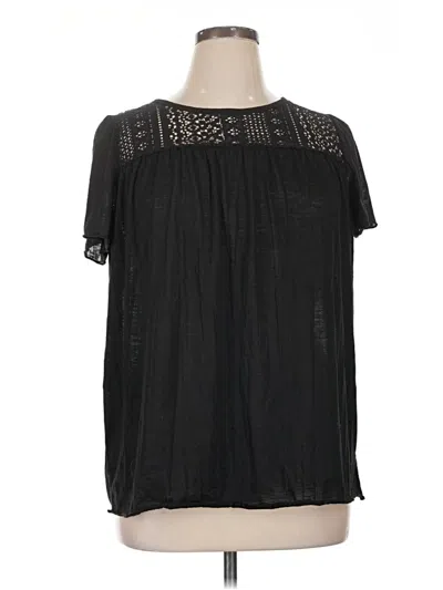 Pre-owned Faded Glory Short Sleeve Blouse In Black