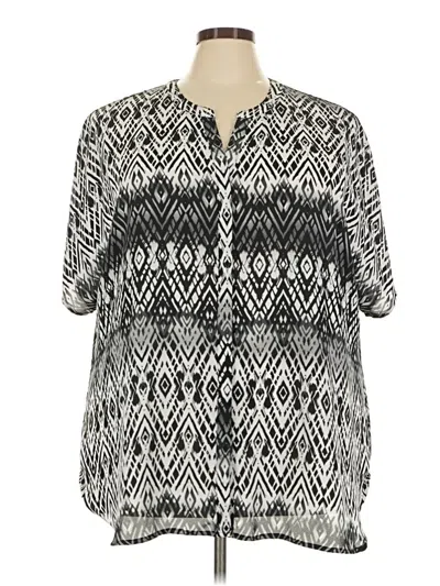 Pre-owned Faded Glory Short Sleeve Blouse In Black