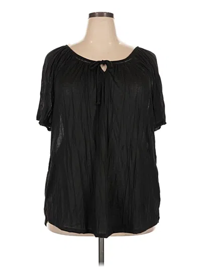 Pre-owned Faded Glory Short Sleeve Blouse In Black