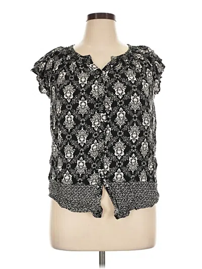 Pre-owned Faded Glory Short Sleeve Blouse In Black