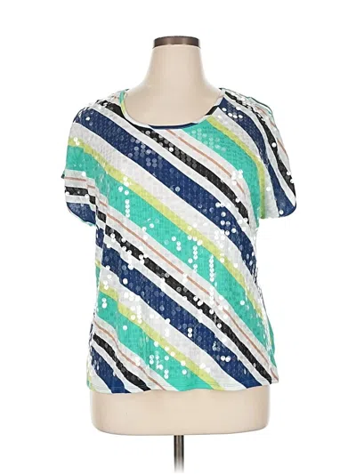 Pre-owned Faded Glory Short Sleeve Blouse In Blue