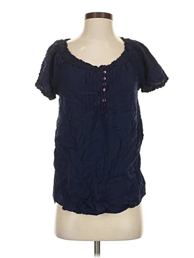 Pre-owned Faded Glory Short Sleeve Blouse In Blue