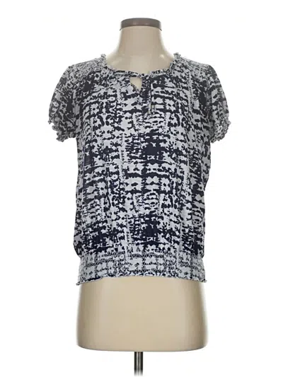 Pre-owned Faded Glory Short Sleeve Blouse In Blue