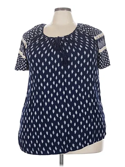 Pre-owned Faded Glory Short Sleeve Blouse In Blue