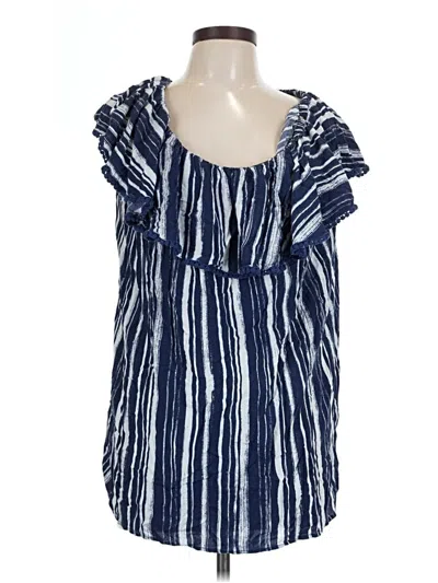 Pre-owned Faded Glory Short Sleeve Blouse In Blue