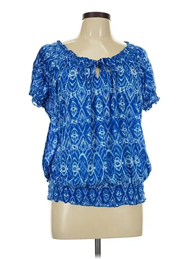 Pre-owned Faded Glory Short Sleeve Blouse In Blue