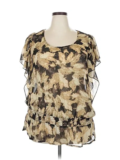 Pre-owned Faded Glory Short Sleeve Blouse In Brown