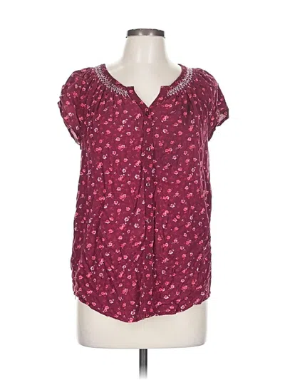 Pre-owned Faded Glory Short Sleeve Blouse In Burgundy