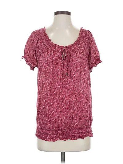 Pre-owned Faded Glory Short Sleeve Blouse In Burgundy