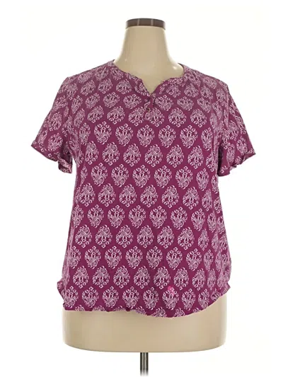 Pre-owned Faded Glory Short Sleeve Blouse In Burgundy