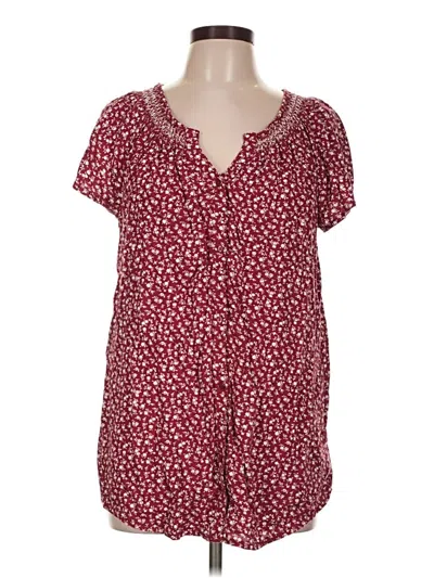 Pre-owned Faded Glory Short Sleeve Blouse In Burgundy