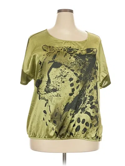 Pre-owned Faded Glory Short Sleeve Blouse In Green
