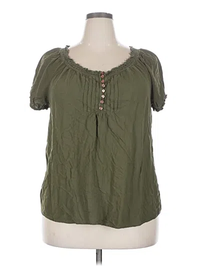 Pre-owned Faded Glory Short Sleeve Blouse In Green
