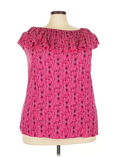 Pre-owned Faded Glory Short Sleeve Blouse In Pink