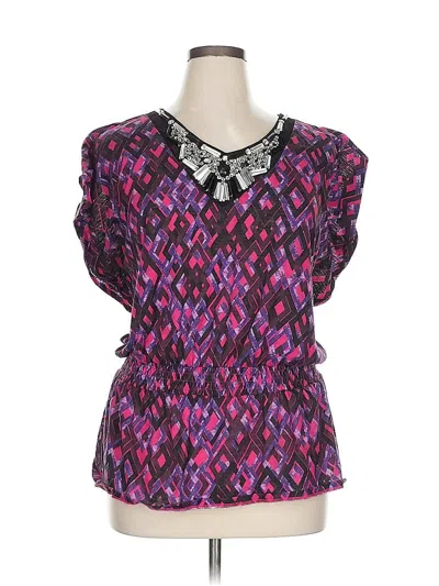 Pre-owned Faded Glory Short Sleeve Blouse In Purple
