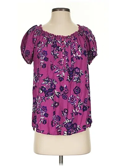 Pre-owned Faded Glory Short Sleeve Blouse In Purple