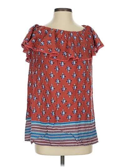 Pre-owned Faded Glory Short Sleeve Blouse In Red