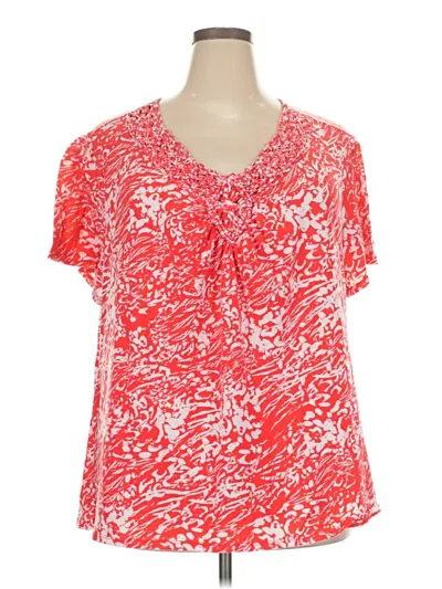 Pre-owned Faded Glory Short Sleeve Blouse In Red