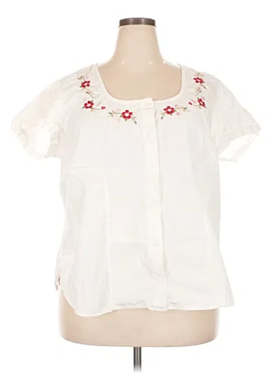 Pre-owned Faded Glory Short Sleeve Blouse In White