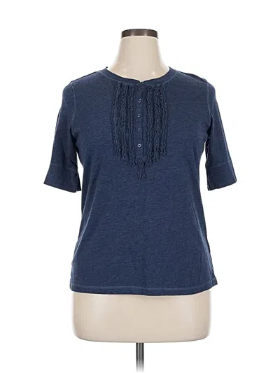 Pre-owned Faded Glory Short Sleeve Henley Shirt In Blue