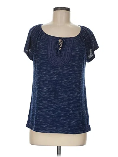 Pre-owned Faded Glory Short Sleeve Henley Shirt In Blue