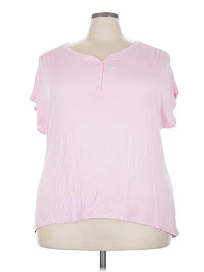 Pre-owned Faded Glory Short Sleeve Henley Shirt In Pink