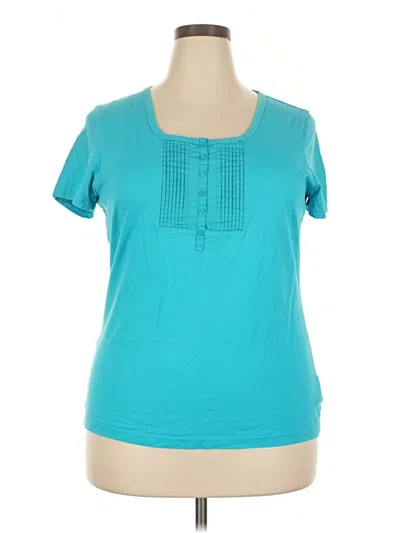Pre-owned Faded Glory Short Sleeve Henley Shirt In Teal