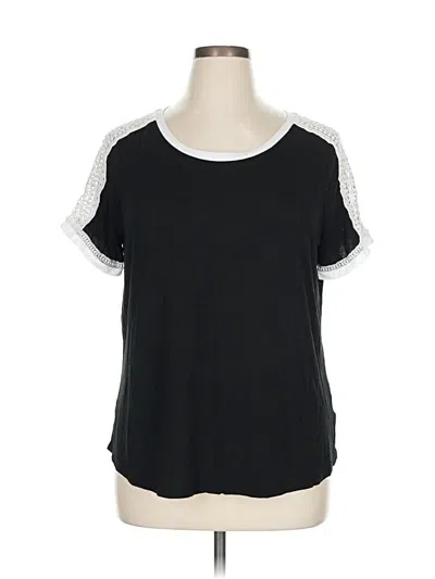 Pre-owned Faded Glory Short Sleeve Top Black Cold Shoulder Neckline Tops