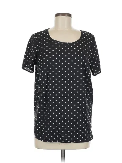 Pre-owned Faded Glory Short Sleeve Top Black Polka Dots Pattern Scoop Neck Tops