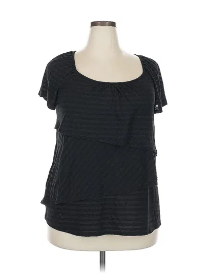 Pre-owned Faded Glory Short Sleeve Top Black Scoop Neck Tops