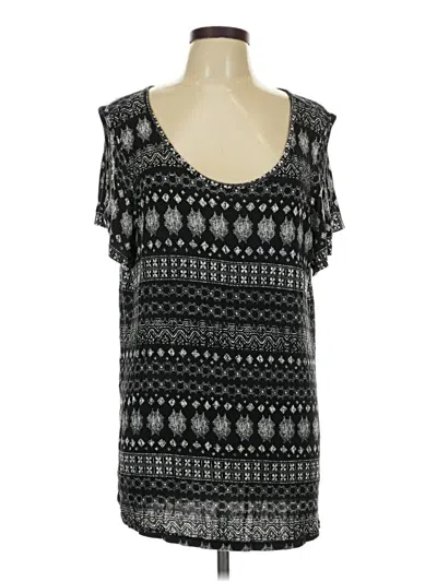 Pre-owned Faded Glory Short Sleeve Top Black Scoop Neck Tops