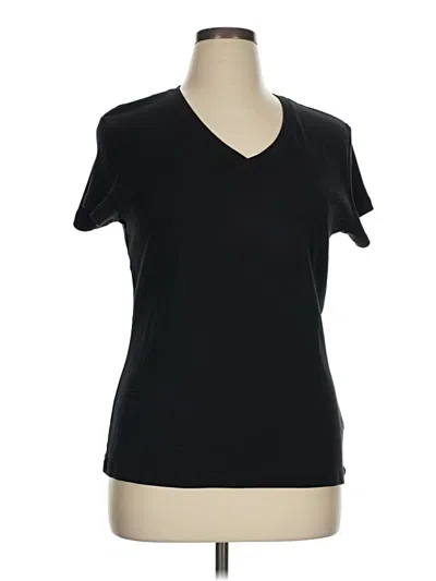 Pre-owned Faded Glory Short Sleeve Top Black V Neck Tops